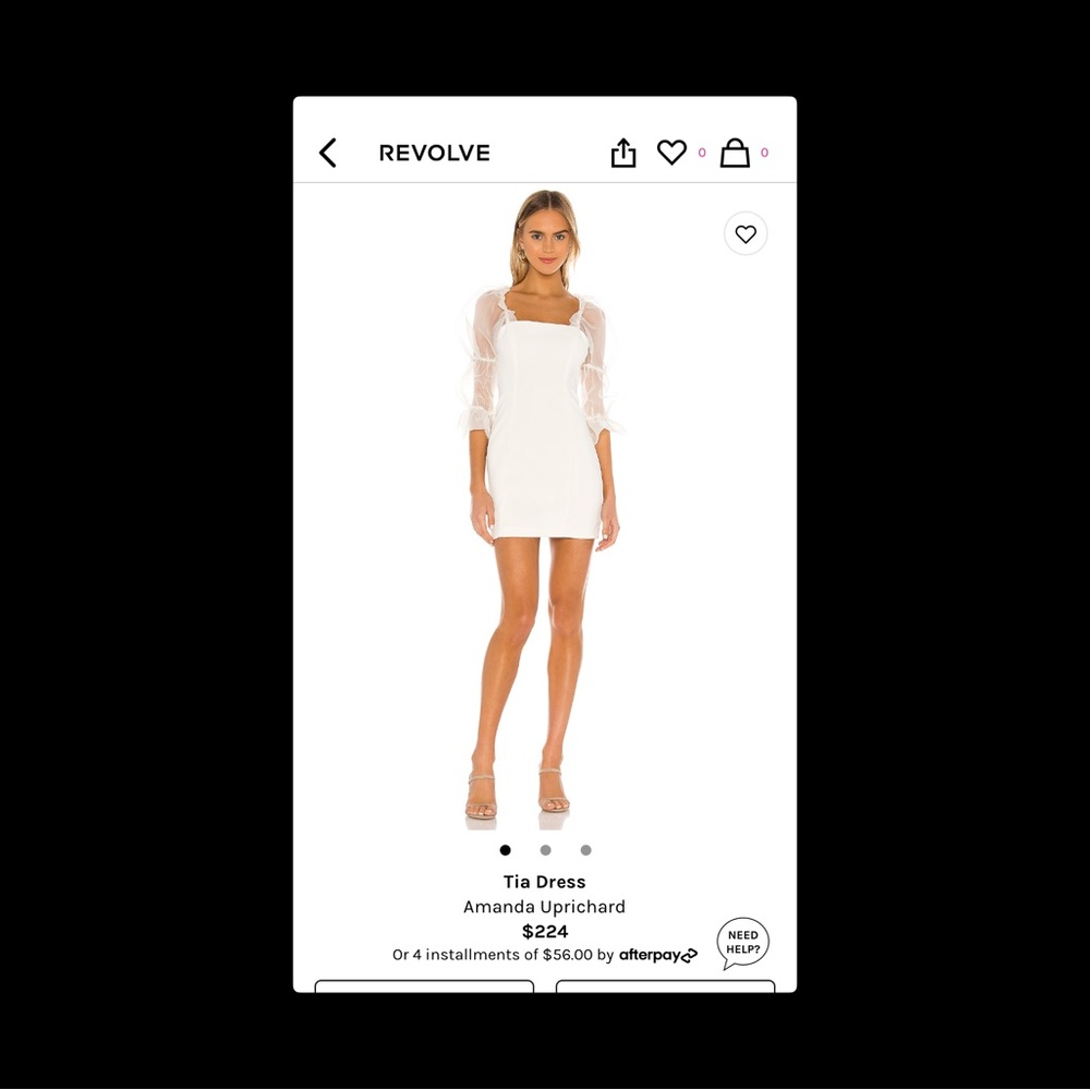 NWOT Amanda Uprichard Tia Dress in White. Never worn